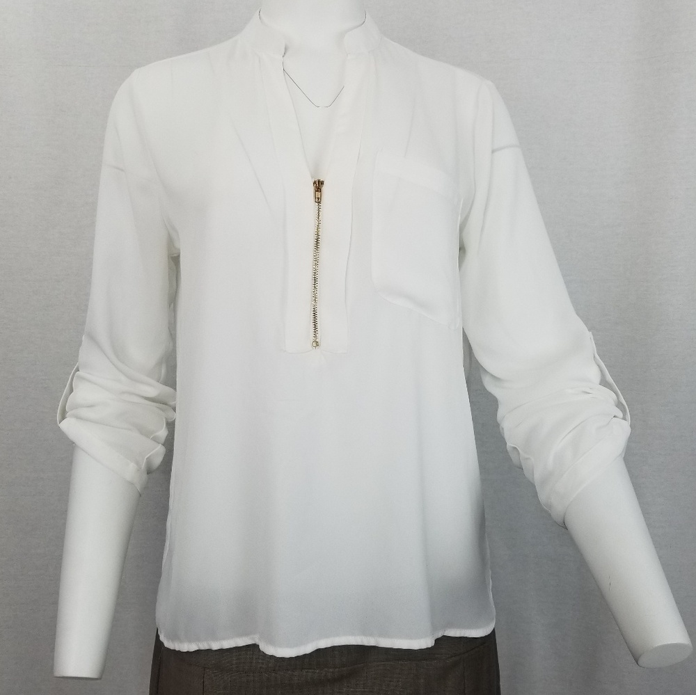 HAUTE MONDE Women's V-Neck with Gold Zipper  Sz M